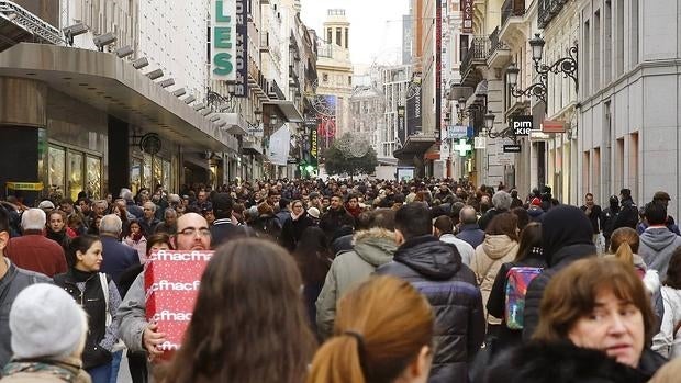 Compras navideñas en el centro de Madrid