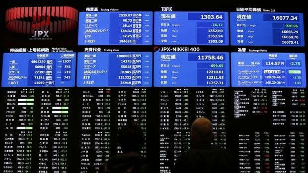 Pantalla del índice Nikkei de la Bolsa de Tokio