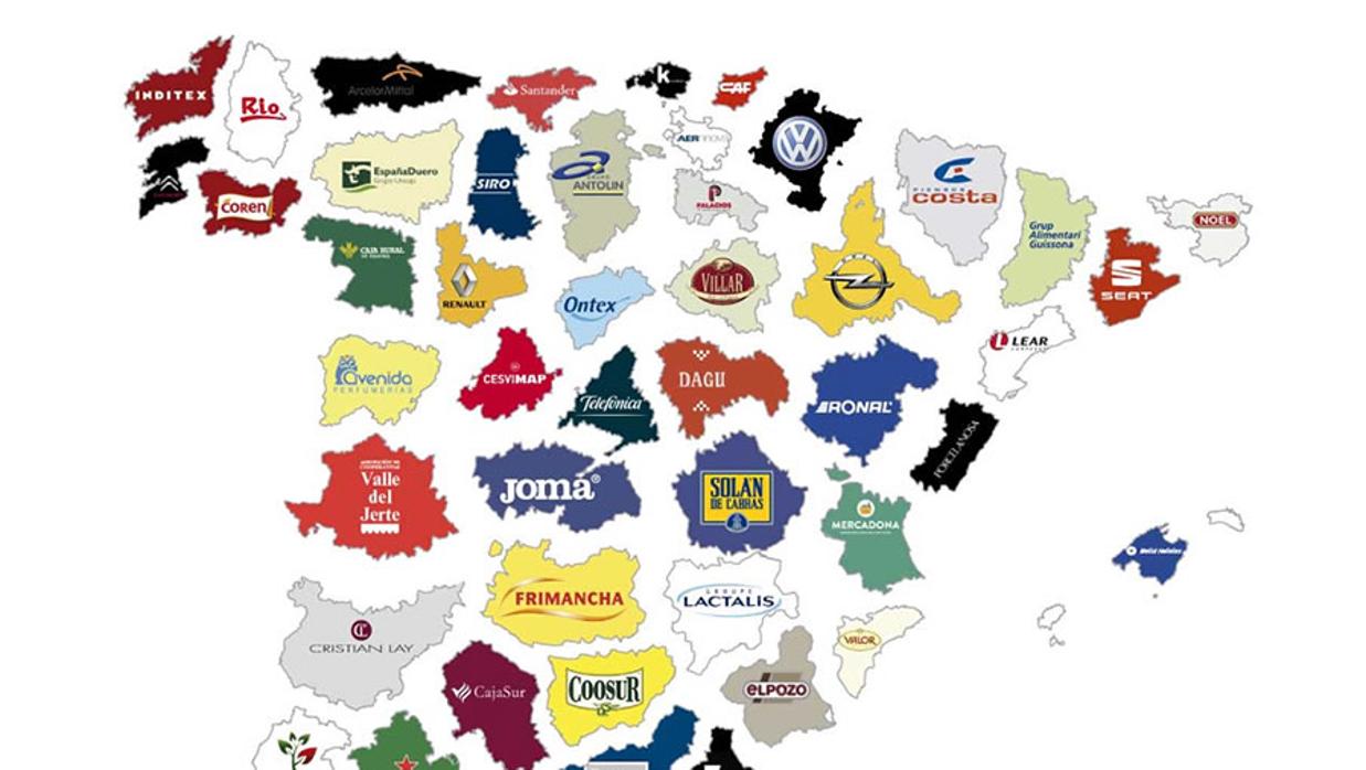 El mapa de las empresas más importantes en cada provincia española