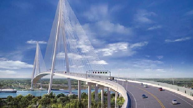 Maqueta del puente atirantado más largo de EE.UU. que se adjudicó recientemente a ACS
