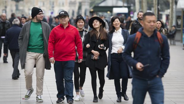 Turistas en Las Ramblas