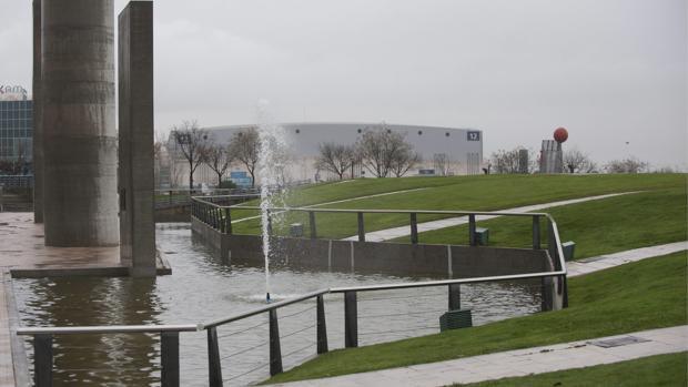 Una de las fuentes del parque Juan Carlos I, en el distrito de Barajas