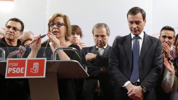 Menéndez (i), Carmona (c) y Tomás Gómez (d), el día en el que relegaron a este último