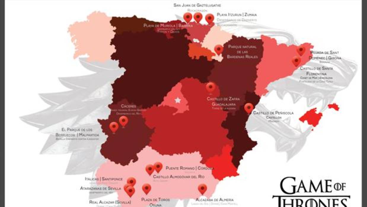 mapa juego de tronos españa Mapa Una Ruta Con Autocaravana Por Todos Los Escenarios De Juego De Tronos En Espana mapa juego de tronos españa