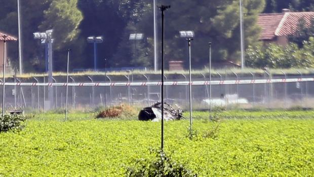 El avión Eurofighter accidentado en la base de Los Llanos tras el suceso en el que ha muerto el piloto Borja Aybar