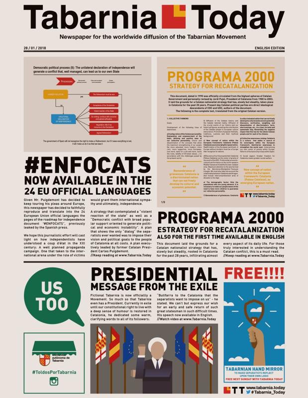 Primera edición del periódico digatal «Tabarnia Today»