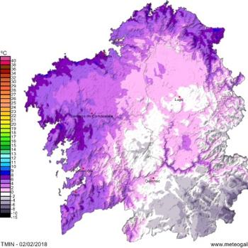 Mapa de temperaturas mínimas para este viernes