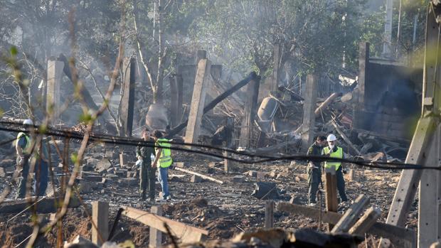 Zona cero de la deflagración dias después del accidente