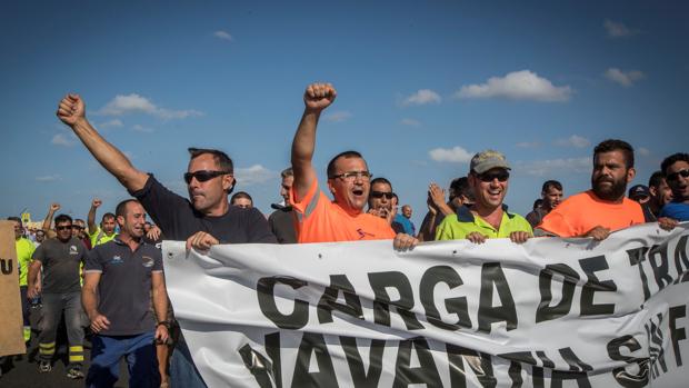 Los trabajadores de Navantia protestan después de que el Gobierno amagara con paralizar el contrato con Arabía Saudi