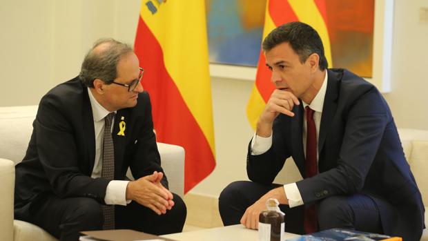 Quim Torra y Pedro Sánchez, juntos en La Moncloa