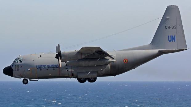 Un avión de la ONU llegando a Lanzarote el pasado fin de semana