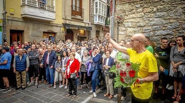 El etarra López Abetuxko, recibido en Vitoria el pasado 5 de julio de 2018, tras salir de la cárcel