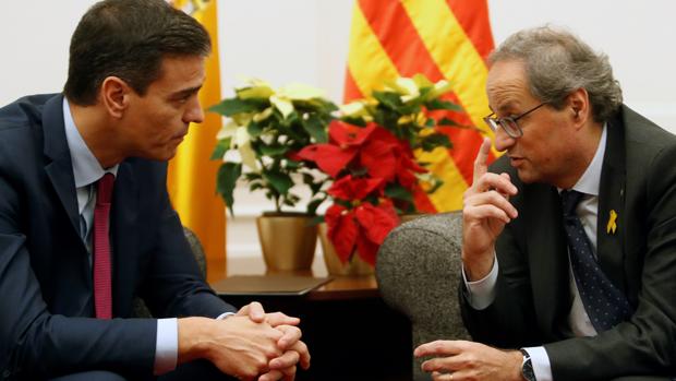 Pedro Sánchez y Quim Torra en una reunión en Barcelona
