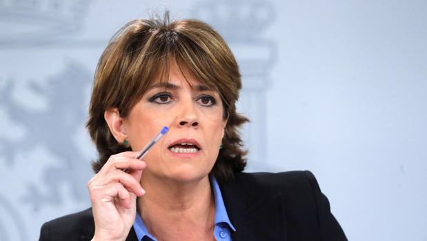Dolores Delgado, ministra de Justicia, hoy en la rueda de prensa posterior al Consejo de Ministros