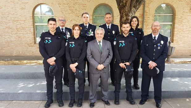Policías Locales de Toledo con el concejal, Juan José Pérez del Pino