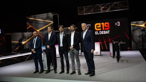 Los participantes en el debate electoral europeo de este martes en Tv3