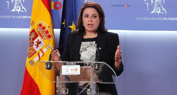 Adriana Lastra, esta mañana en rueda de prensa.