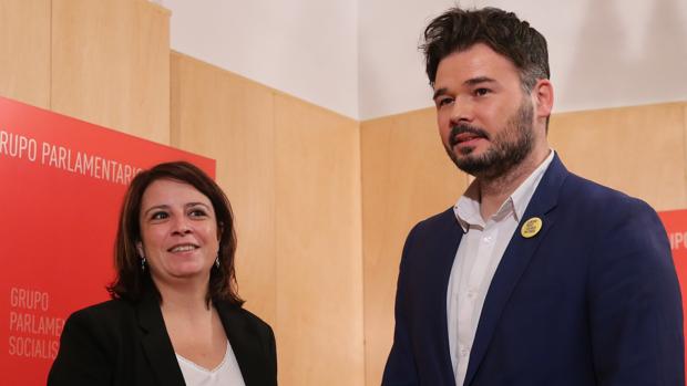 Gabriel Rufián y Adriana Lastra en el Congreso