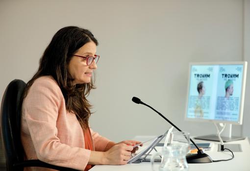 Imagen de Mónica Oltra tomada este viernes tras el pleno del Consell