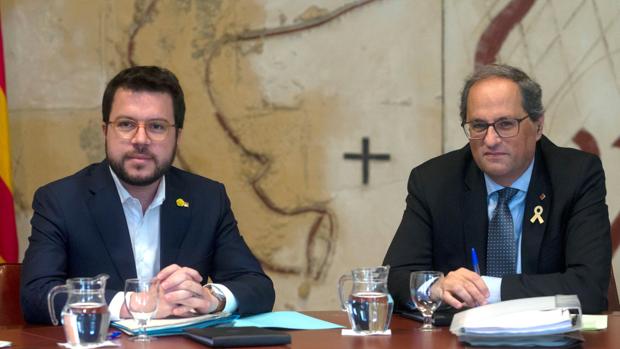 Quim Torra y Pere Aragonès en una reunión el gobierno catalán