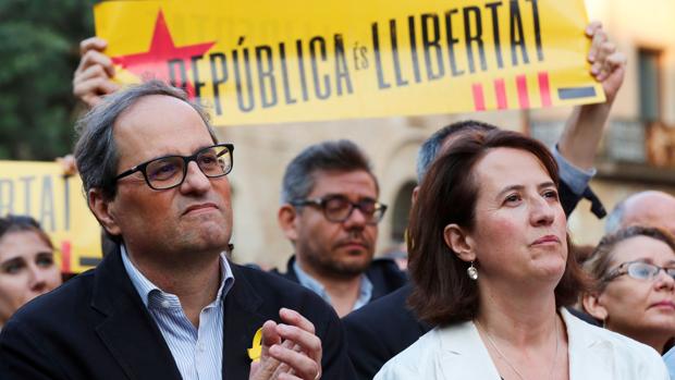 El presidente de la Generalitat, Quim Torra, y la presidenta de la ANC, Elisenda Paluzie
