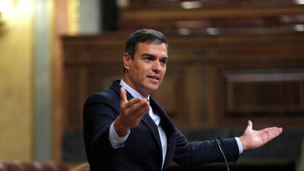 Pedro Sánchez, ayer, en el Congreso de los Diputados