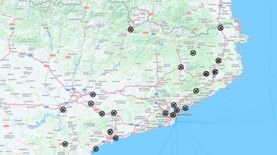 mapa carreteras cortadas Mapa de carreteras cortadas de Barcelona y Cataluña