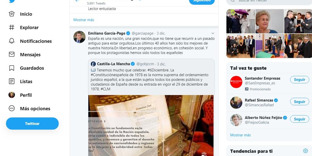 Éxito de Page con sus tuits sobre la indisoluble unidad de España