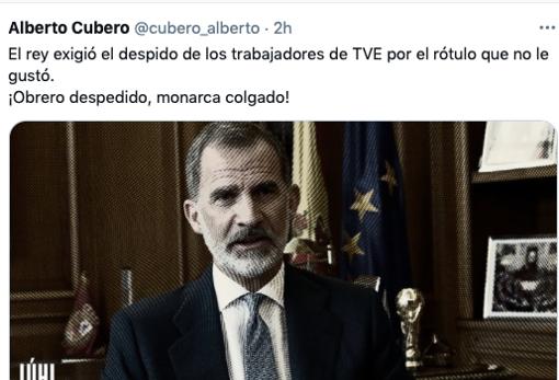 Imagen del mensaje difundido por el concejal comunista Alberto Cubero