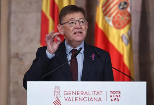 Imagen del presidente de la Generalitat, Ximo Puig, este jueves en rueda de prensa