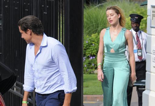 Amber Heard Y Vito Schnabel dirigiéndose a Wimbledon
