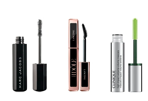 From left to right: Marc Jacobs Beauty Major Volume Velvet Noir Mascara (€ 27.55, only at Sephora);  Lash Idôle de Lancôme mascara (€ 33.50) for more voluminous and curved lashes;  and Clinique High Impact ™ Extreme Volume + Curl + Length mascara (€ 30.50).
