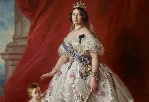 Isabel II junto a su hija la infanta Isabel. Palacio Real de Madrid