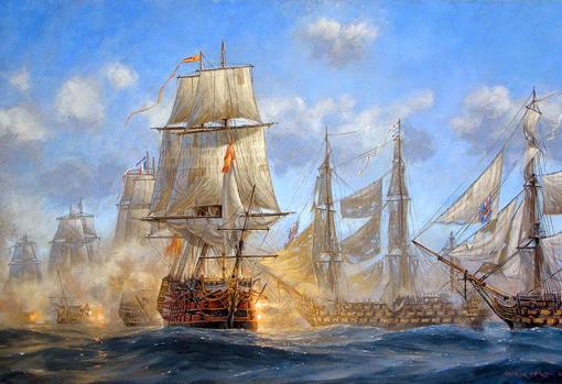 Buques españoles durante la batalla de Trafalgar