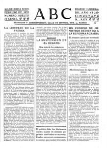 Editorial titulado «Libertad de prensa», del 20 de febrero de 1932