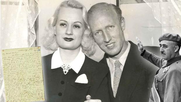 Imagen de Harold Dahl y Edith Rodgers, junto a una imagen de Franco (izquierda) y una de las cartas que el novio le envió a su pareja durante su cautiverio