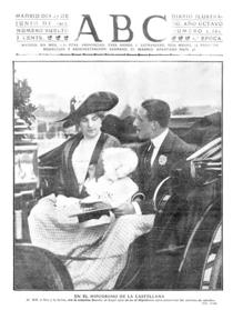 La imagen de los Reyes, con la Infanta Beatriz al llegar al hipódromo, ocupa la portada de ABC