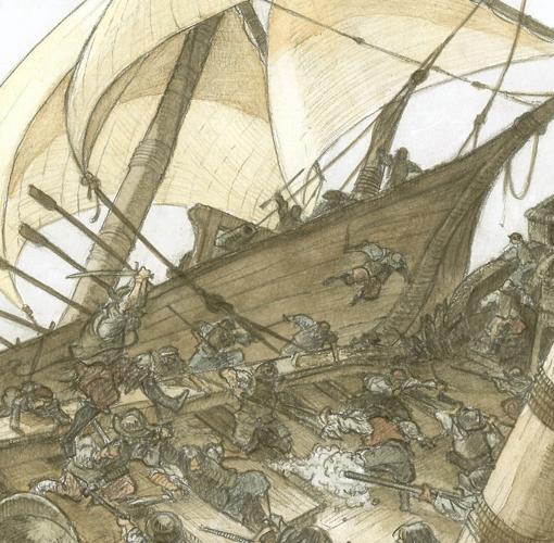 Una de las batallas en las que participó Carrión, según el autor de la novela (imágen incluída en el libro y cedida a ABC)