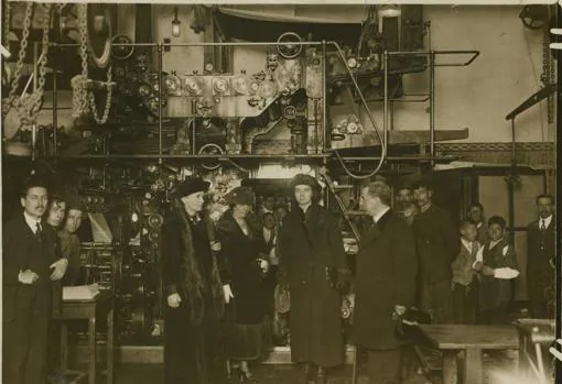 In the house of Black and white and ABC.  The illustrious representative of French science, Marie Curie, and her daughter, during her visit to our workshops