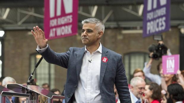 El alcalde de Londres Sadiq Khan en un acto a favor de la permanencia de Reino Unido en la Unión Europea