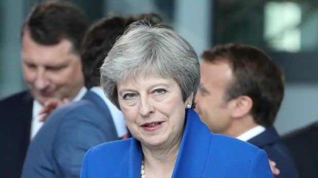 May, el pasado mes de julio en la sede de la OTAN en Bruselas