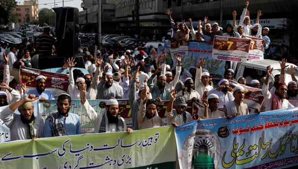 Fotografía de archivo de una protesta en Karachi