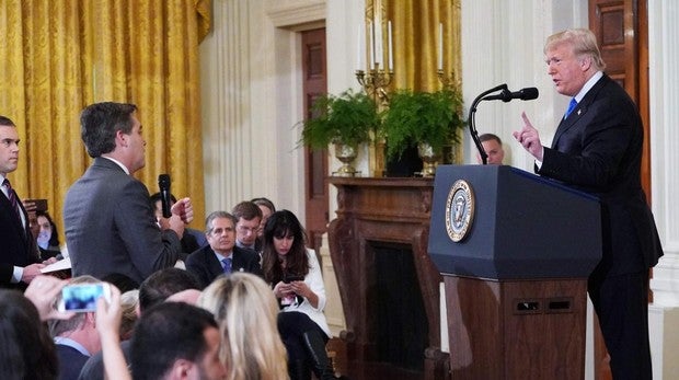 El presidente de Estados Unidos, Donald Trump, durante su encontronazo con el periodista de la CNN