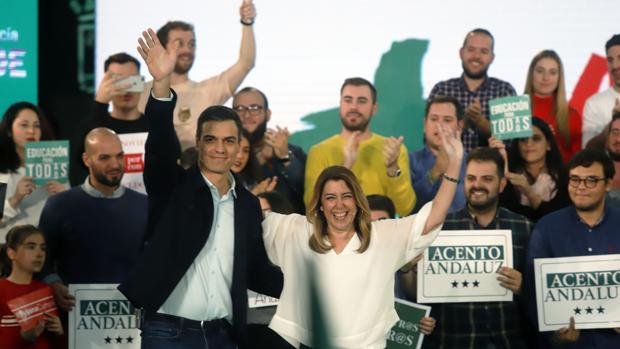 Un acto público de la presidenta de la Junta y candidata socialista a la reelección, Susana Díaz, y el presidente del Gobierno y secretario general del PSOE, Pedro Sánchez
