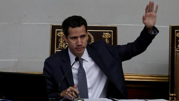 El presidente del Parlamento venezolano, Juan Guaidó, este martes en la sesión de la Asamblea Nacional