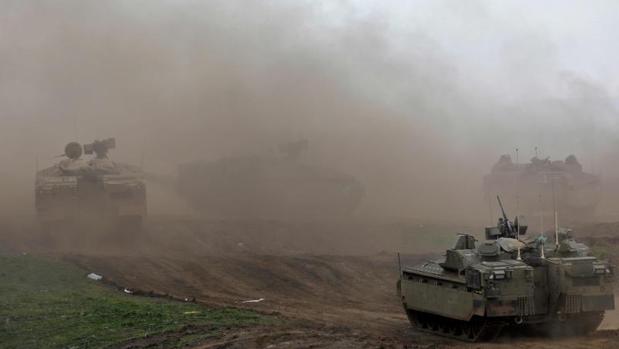 Tropas israelíes, en un entrenamiento militar en los Altos del Golán