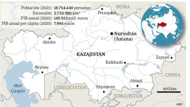 Dónde está Kazajistán, la exrepública soviética a la que Rusia ha enviado sus tropas