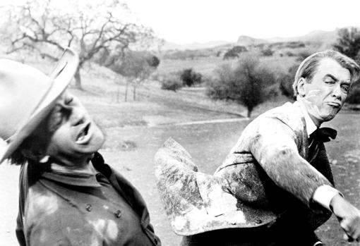 Wayne y Stewart en «El hombre que mató a Liberty Valance»