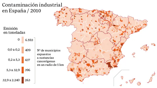 mapa cancer españa Nueve millones de españoles, en riesgo de cáncer por vivir cerca 