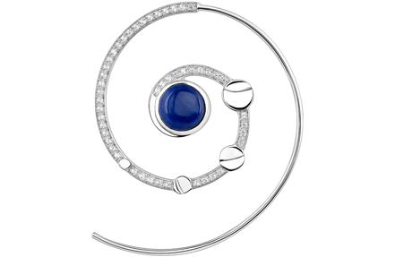Pendiente espiral en plata de ley con lapislázuli y topacio (175€)
